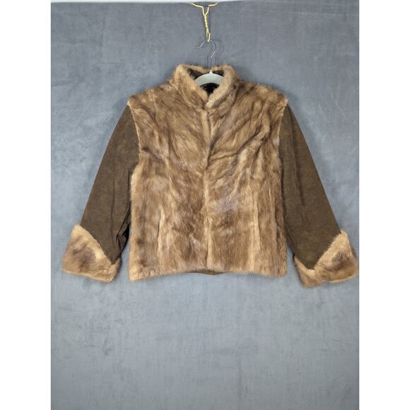 Vintage Curt Winter Leather And Fur Jacket Small Brown Pockets - Picture 1 of 13